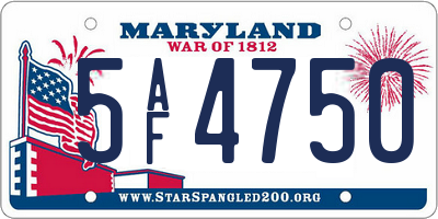 MD license plate 5AF4750