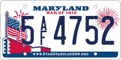 MD license plate 5AF4752