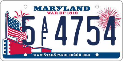 MD license plate 5AF4754