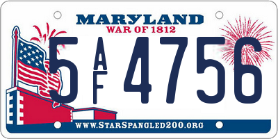 MD license plate 5AF4756