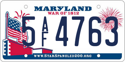 MD license plate 5AF4763