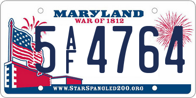 MD license plate 5AF4764