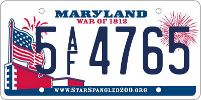 MD license plate 5AF4765