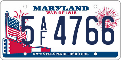 MD license plate 5AF4766