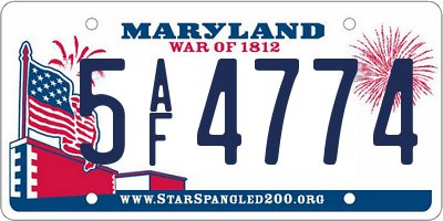 MD license plate 5AF4774