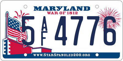 MD license plate 5AF4776