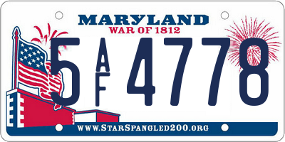 MD license plate 5AF4778