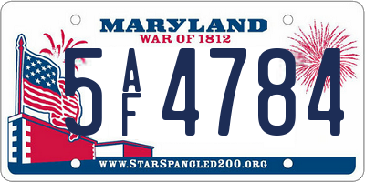 MD license plate 5AF4784