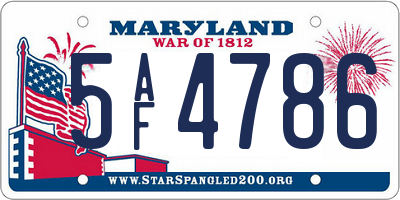 MD license plate 5AF4786