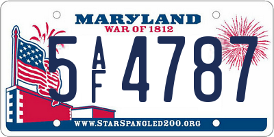 MD license plate 5AF4787