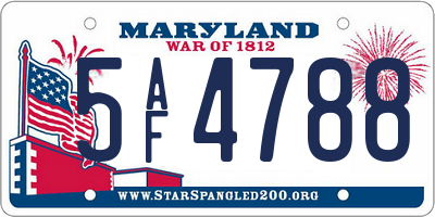 MD license plate 5AF4788