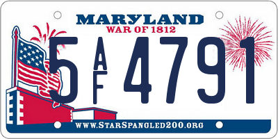MD license plate 5AF4791