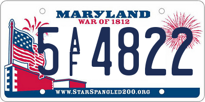 MD license plate 5AF4822