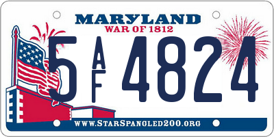 MD license plate 5AF4824