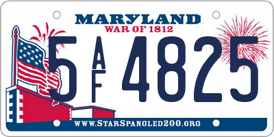 MD license plate 5AF4825