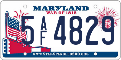 MD license plate 5AF4829