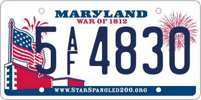 MD license plate 5AF4830
