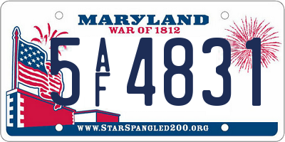 MD license plate 5AF4831