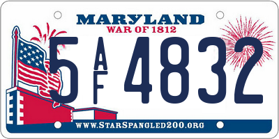 MD license plate 5AF4832