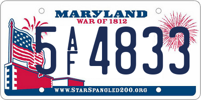 MD license plate 5AF4833