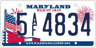 MD license plate 5AF4834