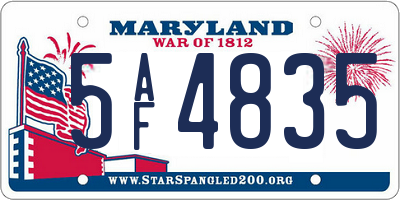 MD license plate 5AF4835