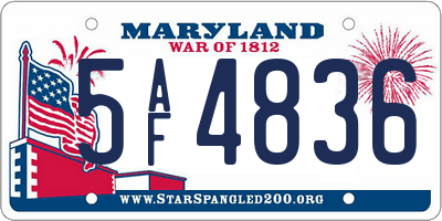 MD license plate 5AF4836