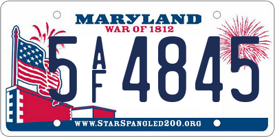 MD license plate 5AF4845