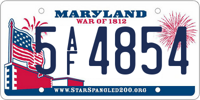MD license plate 5AF4854