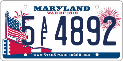 MD license plate 5AF4892