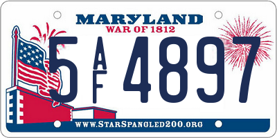 MD license plate 5AF4897