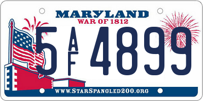 MD license plate 5AF4899