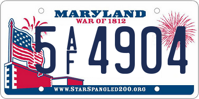 MD license plate 5AF4904