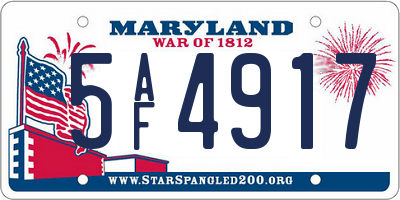 MD license plate 5AF4917