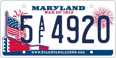 MD license plate 5AF4920