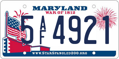 MD license plate 5AF4921