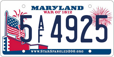 MD license plate 5AF4925
