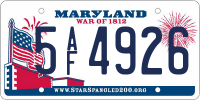 MD license plate 5AF4926