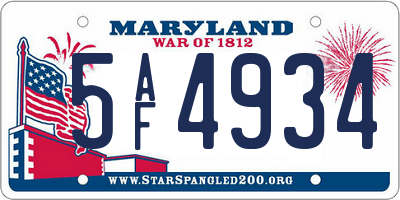 MD license plate 5AF4934