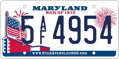 MD license plate 5AF4954