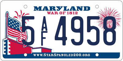 MD license plate 5AF4958