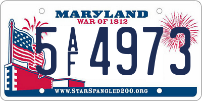 MD license plate 5AF4973