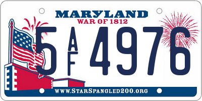 MD license plate 5AF4976