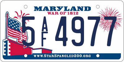 MD license plate 5AF4977
