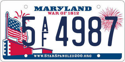 MD license plate 5AF4987