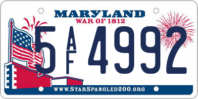 MD license plate 5AF4992