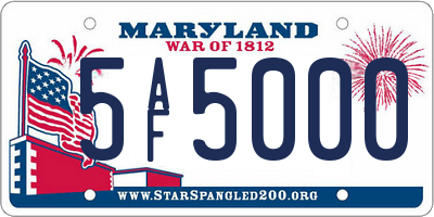 MD license plate 5AF5000