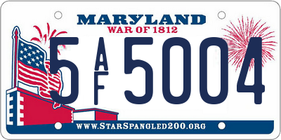 MD license plate 5AF5004