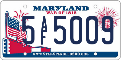 MD license plate 5AF5009