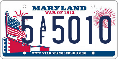 MD license plate 5AF5010
